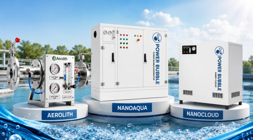 Power Bubble Aerolith NanoAqua and NanoCloud water treatment systems